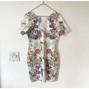 ASOS Dark Moody Floral Textured Short Sleeve Body-con Maternity Dress Size 12
